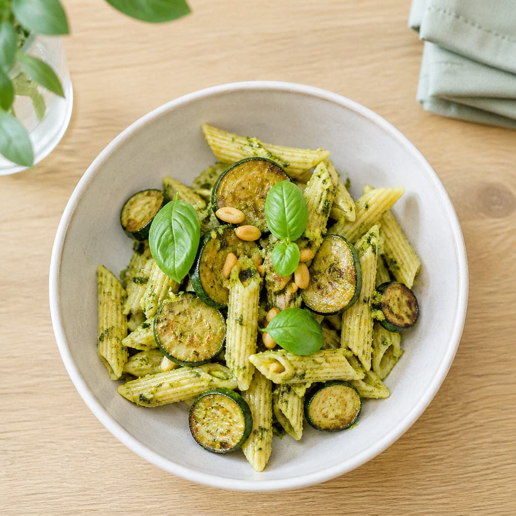 Vollkornnudeln mit Zucchinipesto